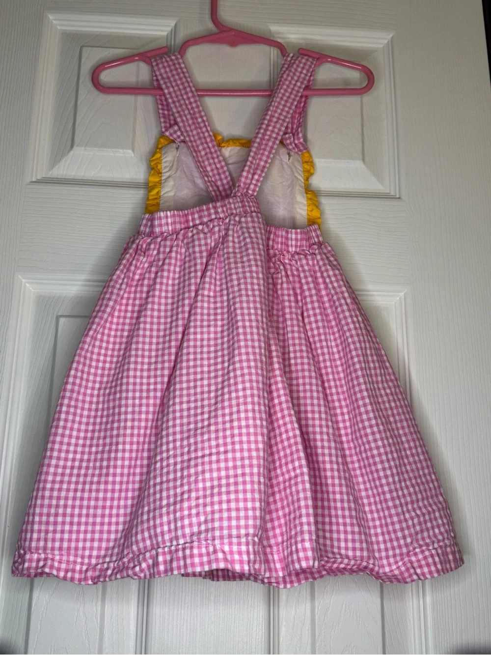 Lil Cactus Harvest Pink Gingham Sundress with Yellow Trim